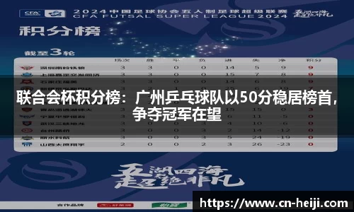 联合会杯积分榜：广州乒乓球队以50分稳居榜首，争夺冠军在望